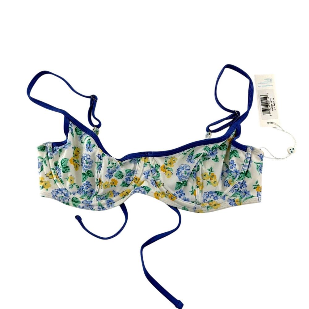 Frankies Bikinis Women's Coastal Floral Cola Shine Underwire Bikini Top Size L - Picture 6 of 11